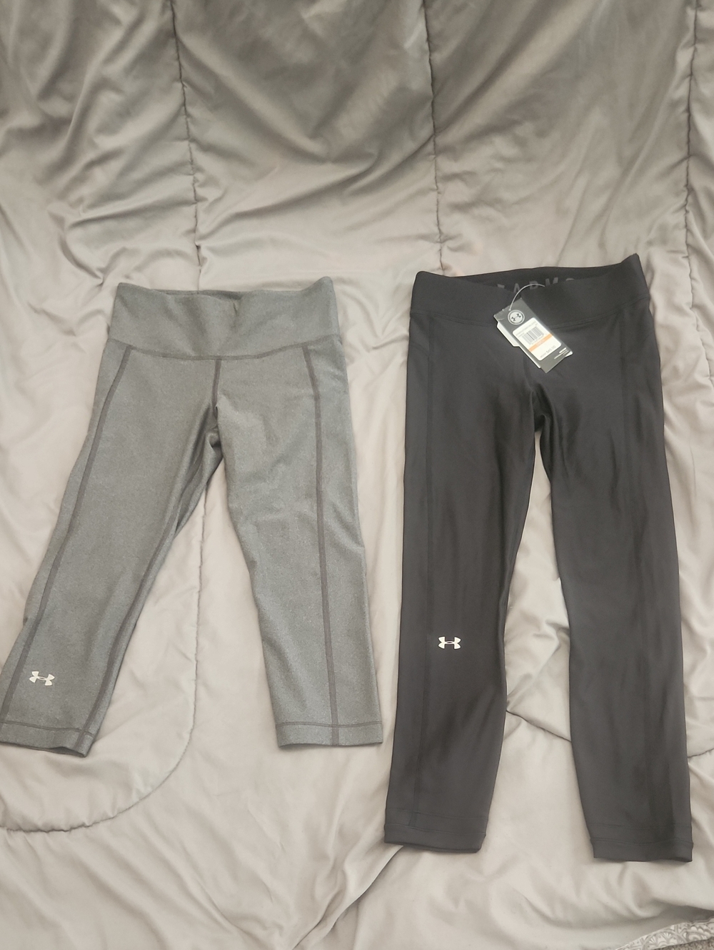 2 Pairs Under Armour Athletic Leggings - Black & Gray